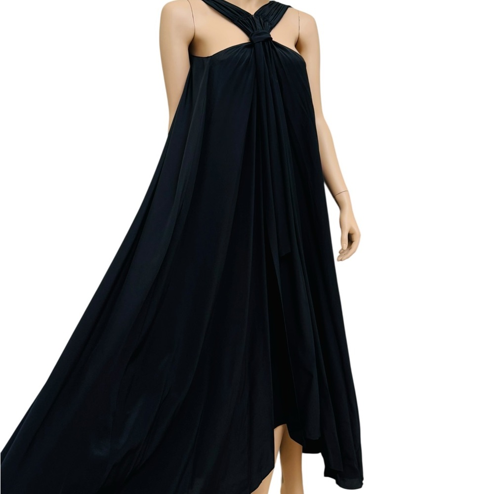 NWT Hatch 100% Silk Elegant Black Knot-Front Maxi Luxury Dress L/XL - Picture 3 of 13